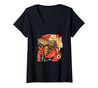 Womens Steampunk Bee - Urban Design with Gears V-Neck T-Shirt