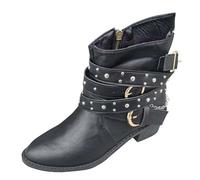 Women's Steampunk Boots Goth Studded Buckle Straps Ankle Boots Chunky Low Heels Pointed Toe Zipper Punk Motorcycle Boot Shoes Fashion-Forward Short Gothic Booties for Urban Edge Style