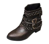 Women's Steampunk Boots Goth Studded Buckle Straps Ankle Boots Chunky Low Heels Pointed Toe Zipper Punk Motorcycle Boot Shoes Fashion-Forward Short Gothic Booties for Urban Edge Style