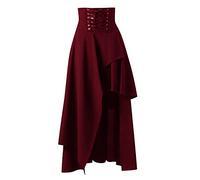 Women'S Steampunk Gothic Dress Women'S Gothic Irregular Hem Skirt Costume Vintage Multi Layered Chiffon Skirt Plus Size Ladies Lace Up Renaissance Dress High Waist Victorian Dresses Halloween Costume