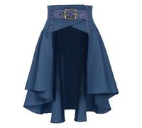 Women's Steampunk Gothic Skirt Pirate Skirt High Low Victorian Bustle Skirt Medieval Renaissance Retro Court Skirt Cosplay Outfits Halloween Costume Dirndl Sale Navy