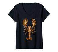 Womens Steampunk Lobster Design V-Neck T-Shirt