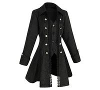 Women's Steampunk Pirate Jacket Medieval Gothic Tailcoat Victorian coat Costume, Z3007bk, 3XL