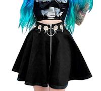 Women's Steampunk Skirt Hollow Out Skirt Halloween Women's Zip Medieval Costume Patchwork Pure Colours A-Line Rock Vintage for Court Renaissance Christmas Carnival Gothic Victorian Short Skirt, Black,