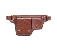 Women's Steampunk Waist Bag PU Leather Fanny Pack Adjustable Belt Retro Design Hip Pouch Festival Purse- Red Brown