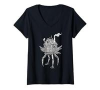 Women's Steampunk Walking Workshop Mechanical Art V-Neck T-Shirt