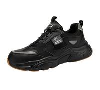 Women's Steel Toe Cap Shoes Lightweight Safety Work Platform Trainers Breathable Industrial Building Construction Shoes,Black,3.5 UK
