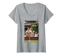 Womens Steffi Graf On Court Wimbledon Tennis 1993 V-Neck T-Shirt