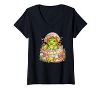 Women's Stegosaurus Easter Egg Hatched | Cute Dino Spring Surprise V-Neck T-Shirt