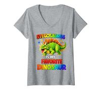 Women's Stegosaurus is My Favorite Dinosaur V-Neck T-Shirt
