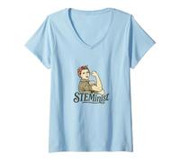 Womens Steminist Rosie The Riveter Retro Feminist V-Neck T-Shirt