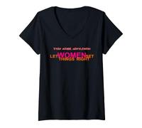 Women's Step Aside, Gentlemen. Let Women Set Things Right. LUV Quote V-Neck T-Shirt