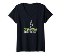 Women's Step Away from The Text Funny Walking Footprints Graphic V-Neck T-Shirt