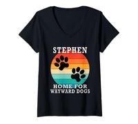 Womens Stephen Home for Wayward Dogs Family Name V-Neck T-Shirt