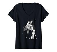 Womens Stephen Tyler Aerosmith Live by Andy Willsher V-Neck T-Shirt