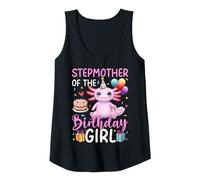 Womens Stepmother of the Birthday Girl Axolotl Birthday Party Tank Top