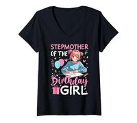 Womens Stepmother Of The Birthday Girl Drawing Sketching Birthday V-Neck T-Shirt
