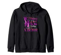 Womens Stepping Into My 45th Birthday 45 Year Old Bday Queen Zip Hoodie