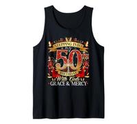 Womens Stepping Into My 50th Birthday With Grace & Faith Tank Top