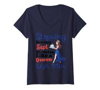 Women's Stepping Into My Sep Birthday Like A Queen On September 25th V-Neck T-Shirt