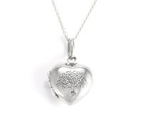 Women's Sterling Silver Heart Locket Necklace With Engraved Tree of Life - 925 Silver Celtic Puffed Heart Pendant on Curb Chain - Nature-Inspired Symbolic Jewellery - Valentine's Day Gift
