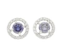 Women's Sterling Silver Simulated Tanzanite & Simulated Diamond Stud Earrings (9.5mm Diameter) | The Perfect Gift For A Special Lady | Jollys Jewellers