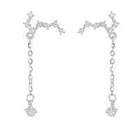 Women'S Sterling Silver Sparkling Star Stud Earrings Big Dipper Tassel Earrings 925 Sterling Silver Dainty Jewellery Gifts for Mum Sisters Girlfriend