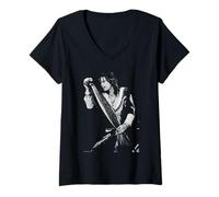 Womens Steven Tyler Aerosmith Live by Michael Grecco V-Neck T-Shirt