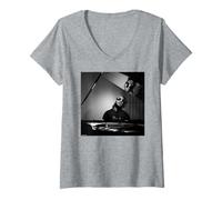 Womens Stevie Wonder at The Piano by Michael Grecco V-Neck T-Shirt