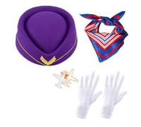 Women's Stewardess Costume Accessories With Flight Attendant Hat Plane Pins Air Hostesses Cosplay
