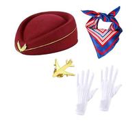 Women's Stewardess Costume Accessories With Flight Attendant Hat Plane Pins Air Hostesses Cosplay Costume Accessories