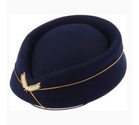 Women's Stewardess & Flight Attendant Hat - Navy Blue Felt Beret Cap for Uniform & Cosplay