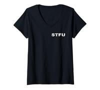 Womens STFU - Shut The F### Up - Retro faded vintage statement V-Neck T-Shirt