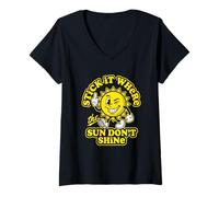 Women's Stick It Where The Sun Don't Shine - Funny Attitude Novelty V-Neck T-Shirt