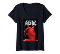 Womens Stiff Upper Lip Live AC/DC Devil Horns V-Neck T-Shirt