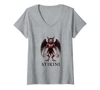 Womens Stikini Owl-Witch Shape-Shifter Seminole Legend Design V-Neck T-Shirt
