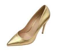 Women's Stiletto Court Shoes, Silver Pointed Toe Heels for Party | Ladies' Metallic Pumps with sleek slip-on shape for polished comfort at weddings, dinners and office events