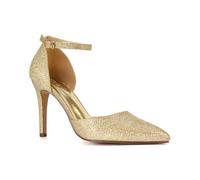Women's Stiletto D'Orsay Point Toe Court Shoes Ladies Gold Glitter Ankle Strap Party Classic Heel Pumps Size 6
