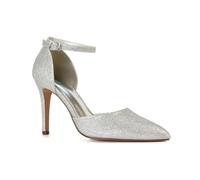 Women's Stiletto D'Orsay Point Toe Court Shoes Ladies Silver Glitter Ankle Strap Party Classic Heel Pumps Size 8