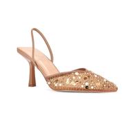 Women's Stiletto Heel Court Shoes Ladies Nude Sequin Embroidered Mesh Point Toe Party Bridal Heels Size 5