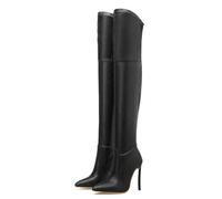 Women's Stiletto Heel Over The Knee Boots Faux Leather Pointed Toe High Heel Thigh High Prom Party Wedding Boots