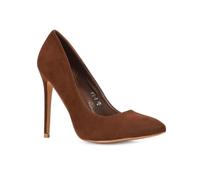 Womens Stiletto Heel Pointed Pumps Ladies Brown Faux Suede Party Stiletto Court Shoes Size 8