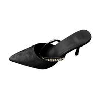Womens Stiletto Heel Sandals UK Clearance, Ladies Pointed Toe Pumps Rhinestones Slippers Work Evening Party Sandals Low Kitten Heels Court Shoes Sliders Comfy Indoor Outdoor Beach Flip Flops