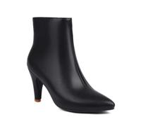 Women's Stiletto High Ankle Boots,Shiny Snakeskin Pointed Toe Zipper Fashion Boot,Classic Wedding Party Kitten Heel Denim Booties,3 Black,10.5 UK