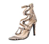 Women'S Stiletto Sandals - Ladies High Heel Snake-Skin Pattern Summer Peeptoe Back Zipper Sandal Fashion Elegant Prom Party Sandals Lightweight Comfortable Shoes Roman Gladiator Footwear For Outdoor