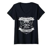 Women's Still Crazy After 20 Years Together, Wedding Anniversary V-Neck T-Shirt