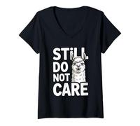 Women's Still Do Not Care Funny Sarcastic Llama V-Neck T-Shirt