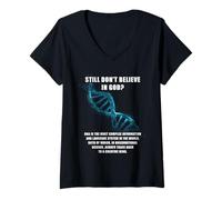 Womens Still Don't Believe in GOD? Christian Faith Apologetics DNA V-Neck T-Shirt