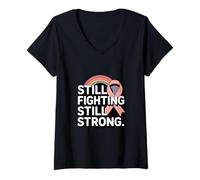 Women's Still Fighting Still Strong 2026 Breast Cancer Awareness V-Neck T-Shirt