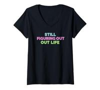Womens Still Figuring Out Life T-Shirt Modern Retro Tee Shirt V-Neck T-Shirt
